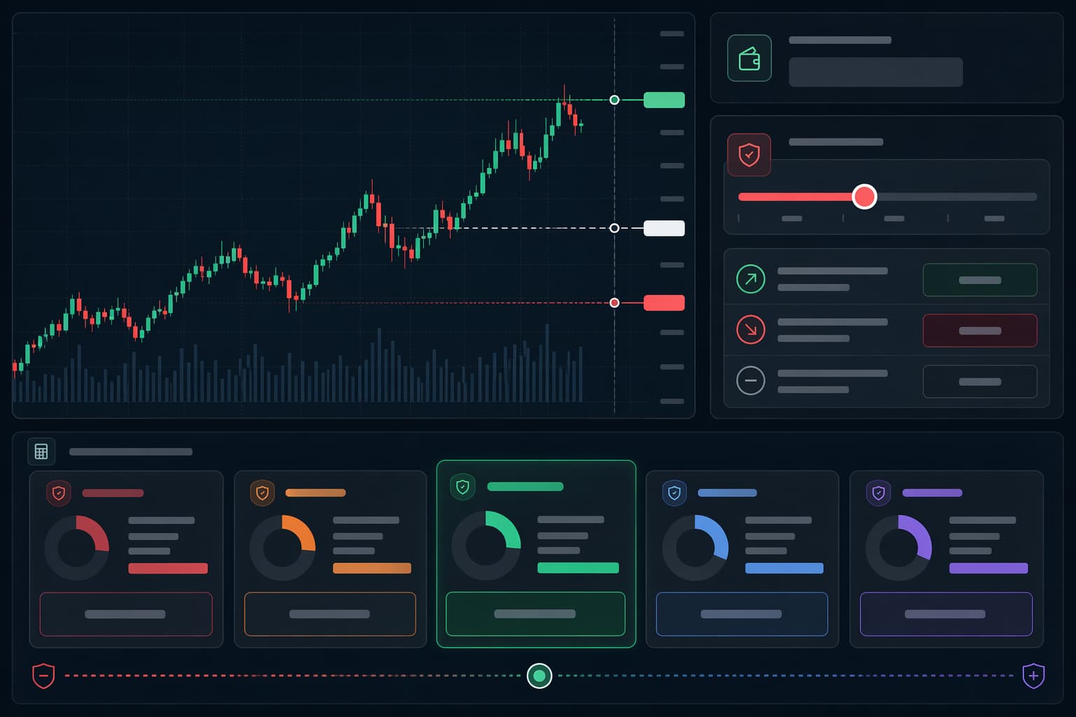 포지션 사이즈 계산기 화면을 상징하는 금융 대시보드 이미지